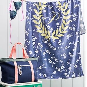 PINK VS Canvas Tote Bag + Plush Terrycloth Oversized Beach Towel. 58" X 28"